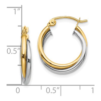 10K Two-Tone Gold 19mm Twisted Hoop Earrings – view 5