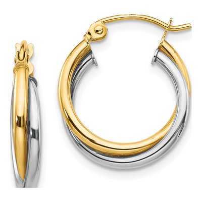 10K Two-Tone Gold 19mm Twisted Hoop Earrings