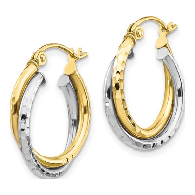 10K Two-Tone Gold 19mm Twisted Hoop Earrings – view 3