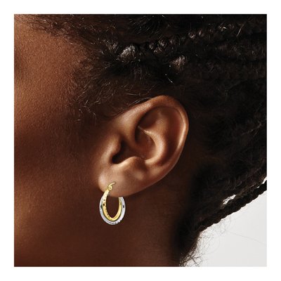 10K Two-Tone Gold 19mm Twisted Hoop Earrings – view 4