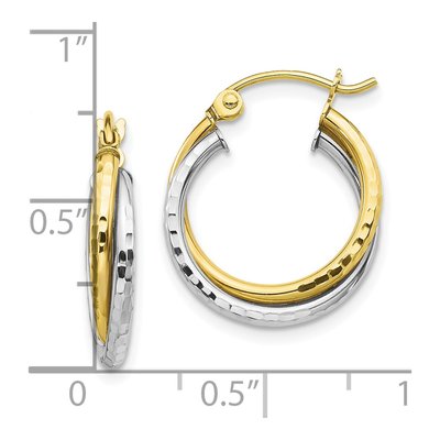 10K Two-Tone Gold 19mm Twisted Hoop Earrings – view 5