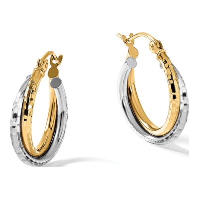 10K Two-Tone Gold 19mm Twisted Hoop Earrings – view 6