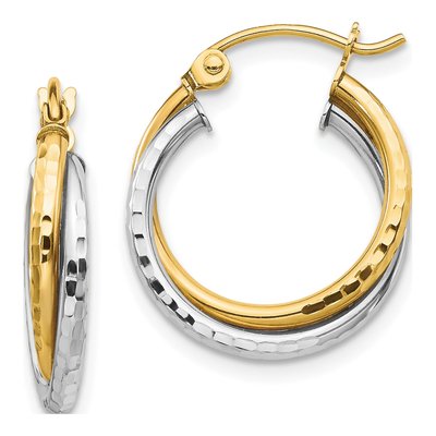 10K Two-Tone Gold 19mm Twisted Hoop Earrings