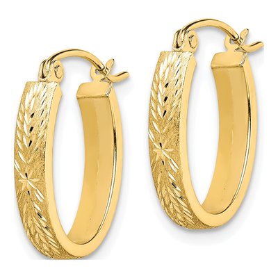10K Yellow Gold 19mm Diamond-Cut Hoop Earrings – view 3