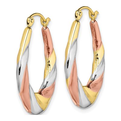10K Yellow Gold 27mm Oval Scalloped Hoop Earrings – view 3