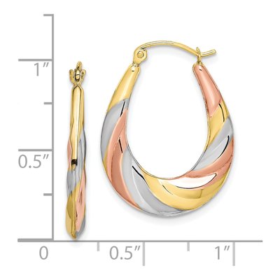 10K Yellow Gold 27mm Oval Scalloped Hoop Earrings – view 5