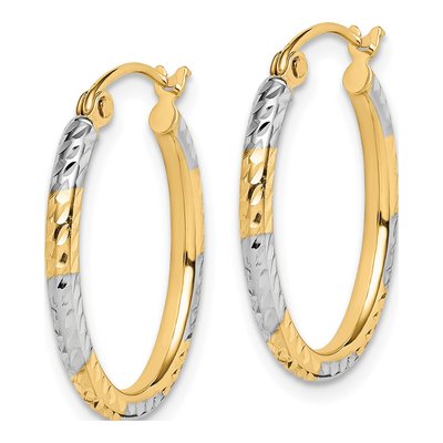 10K Yellow Gold 21mm Diamond-Cut Oval Hoop Earrings – view 3