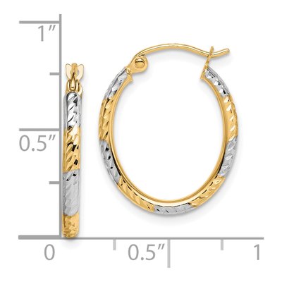 10K Yellow Gold 21mm Diamond-Cut Oval Hoop Earrings – view 5