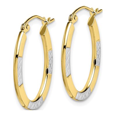 10K Yellow Gold 23mm Diamond-Cut Oval Hoop Earrings – view 3