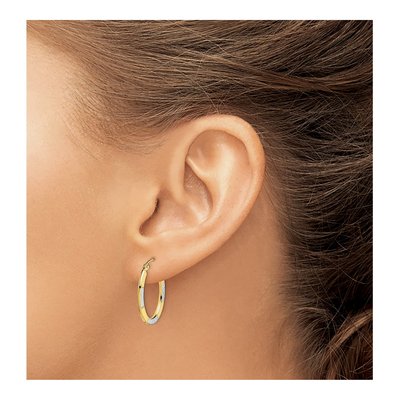 10K Yellow Gold 23mm Diamond-Cut Oval Hoop Earrings – view 4