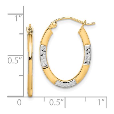 10K Yellow Gold 23mm Diamond-Cut Oval Hoop Earrings – view 5