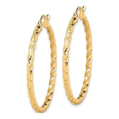 10K Yellow Gold 36mm Twisted Diamond-Cut Hoop Earrings – view 3