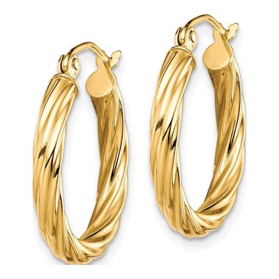10K Yellow Gold 20mm Twisted Hoop Earrings – view 3