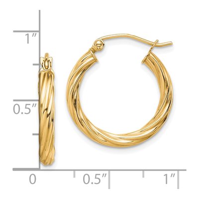 10K Yellow Gold 20mm Twisted Hoop Earrings – view 5