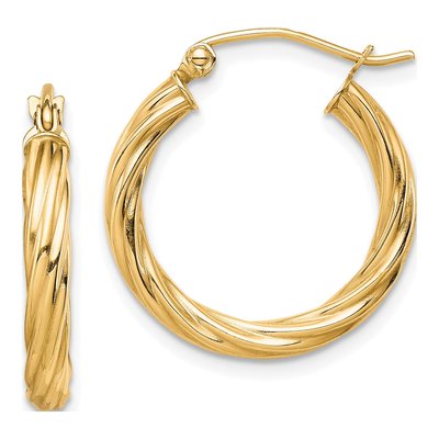 10K Yellow Gold 20mm Twisted Hoop Earrings