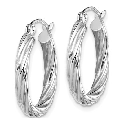 10K White Gold 20mm Twisted Hoop Earrings – view 3