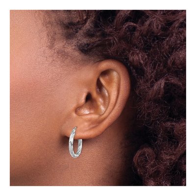 10K White Gold 20mm Twisted Hoop Earrings – view 4