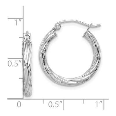 10K White Gold 20mm Twisted Hoop Earrings – view 5