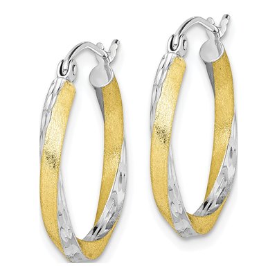 10K Yellow Gold 21mm Diamond-Cut Twisted Hoop Earrings – view 3