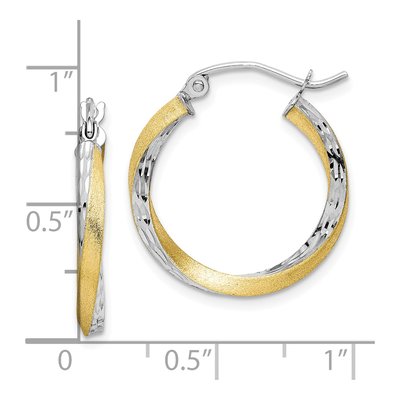 10K Yellow Gold 21mm Diamond-Cut Twisted Hoop Earrings – view 5