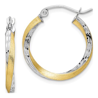 10K Yellow Gold 21mm Diamond-Cut Twisted Hoop Earrings
