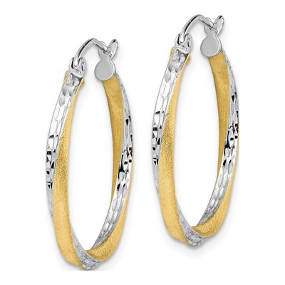 10K Yellow Gold 27mm Diamond-Cut Twisted Hoop Earrings – view 3