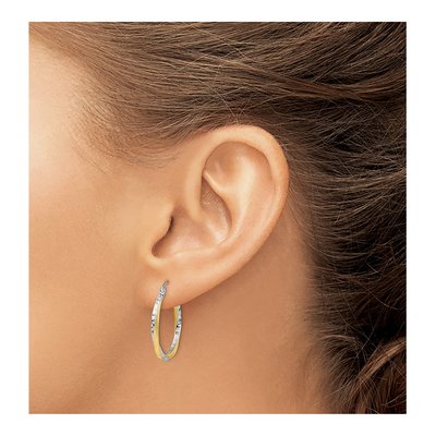 10K Yellow Gold 27mm Diamond-Cut Twisted Hoop Earrings – view 4