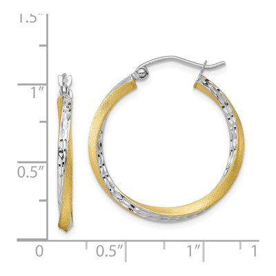10K Yellow Gold 27mm Diamond-Cut Twisted Hoop Earrings – view 5