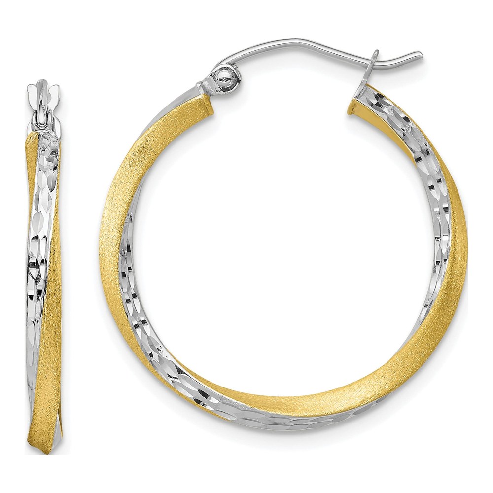 10k Yellow Gold Diamond-Cut Twisted Hoop Earrings