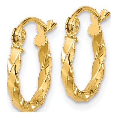 10K Yellow Gold 13mm Twisted Hoop Earrings – view 3