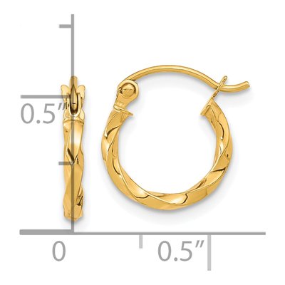 10K Yellow Gold 13mm Twisted Hoop Earrings – view 5