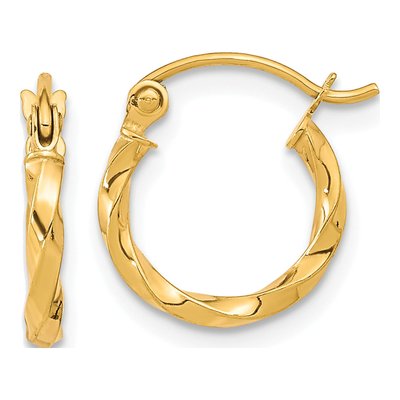 10K Yellow Gold 13mm Twisted Hoop Earrings