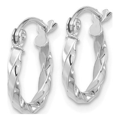 10K White Gold 13mm Twisted Hoop Earrings – view 3