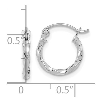 10K White Gold 13mm Twisted Hoop Earrings – view 4