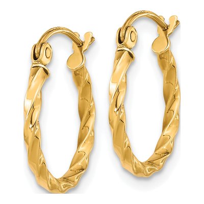 10K Yellow Gold 16mm Twist Hoop Earrings – view 3