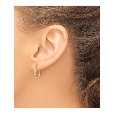 10K Yellow Gold 16mm Twist Hoop Earrings – view 4