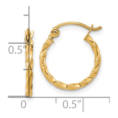 10K Yellow Gold 16mm Twist Hoop Earrings – view 5