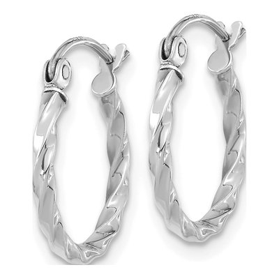 10K White Gold 16mm Twist Hoop Earrings – view 3