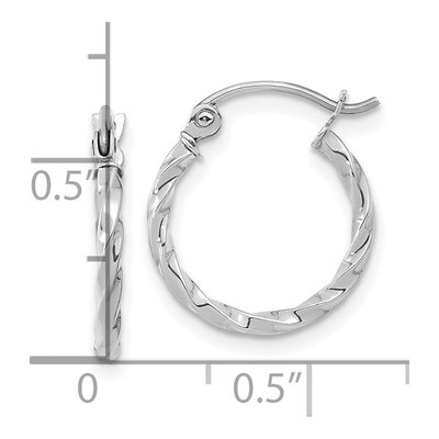 10K White Gold 16mm Twist Hoop Earrings – view 4