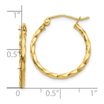 10K Yellow Gold 21mm Twist Hoop Earrings – view 3