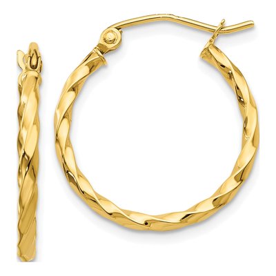 10K Yellow Gold 21mm Twist Hoop Earrings
