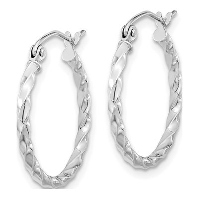 10K White Gold 21mm Twist Hoop Earrings – view 3