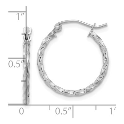 10K White Gold 21mm Twist Hoop Earrings – view 5