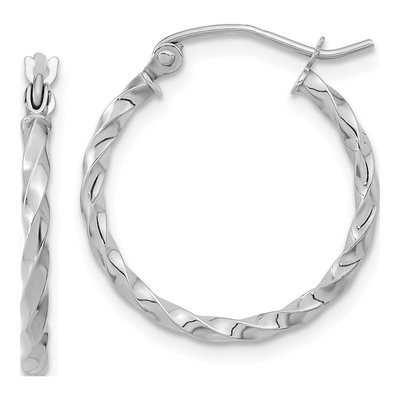 10K White Gold 21mm Twist Hoop Earrings