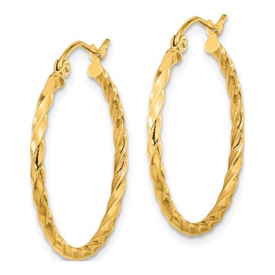 10K Yellow Gold Twist Hoop Earrings – view 3