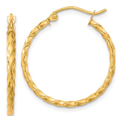 10K Yellow Gold Twist Hoop Earrings