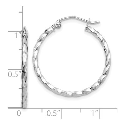 10K White Gold Twisted Hoop Earrings – view 3