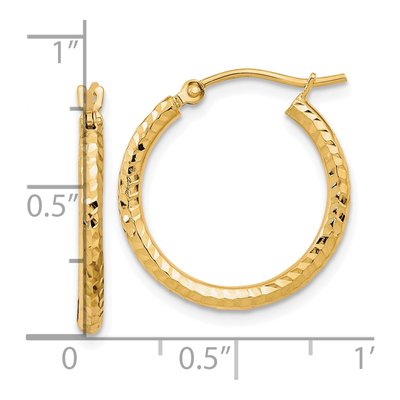 10K Yellow Gold 20mm Diamond-Cut Round Tube Hoop Earrings – view 5