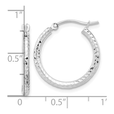 10K White Gold 20mm Diamond-Cut Round Tube Hoop Earrings – view 3