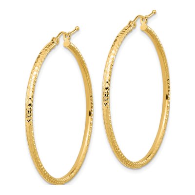 10K Yellow Gold 40mm Diamond-Cut Hoop Earrings – view 3